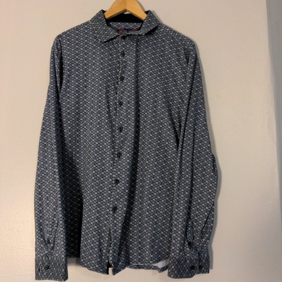 English Laundry Shirt Mens 2XL Blue geometric Soft Cotton Long Sleeve NWOT - Picture 1 of 10